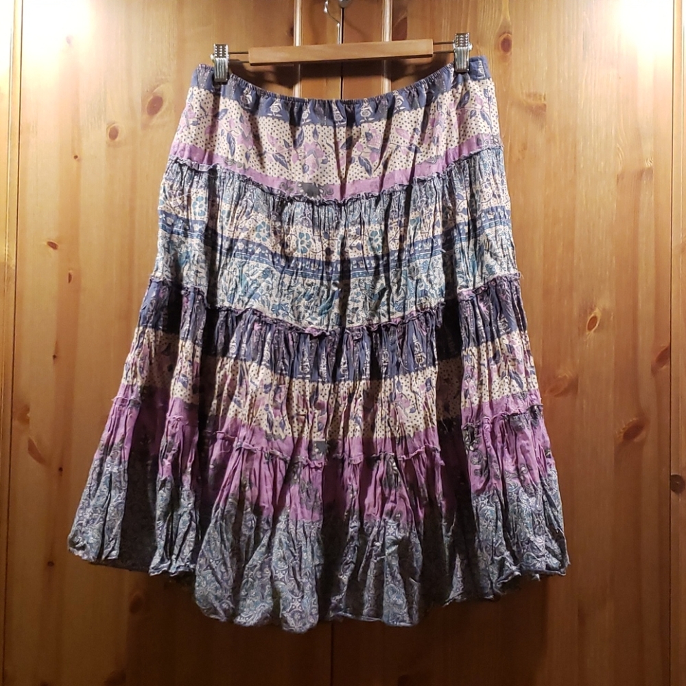1990ies Bohemian crinkle skirt Large